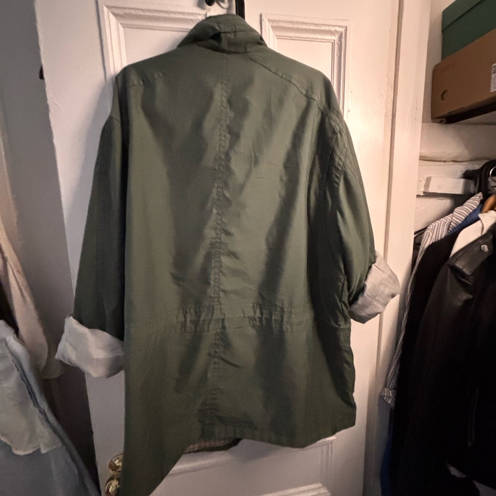 Olive Green 90s Utility Field Jacket, style oversized - Picture 2 of 6